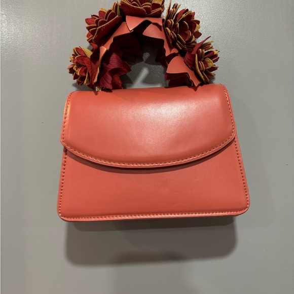 Zara Handbags - Elegant Coral Handbag with Floral Handle